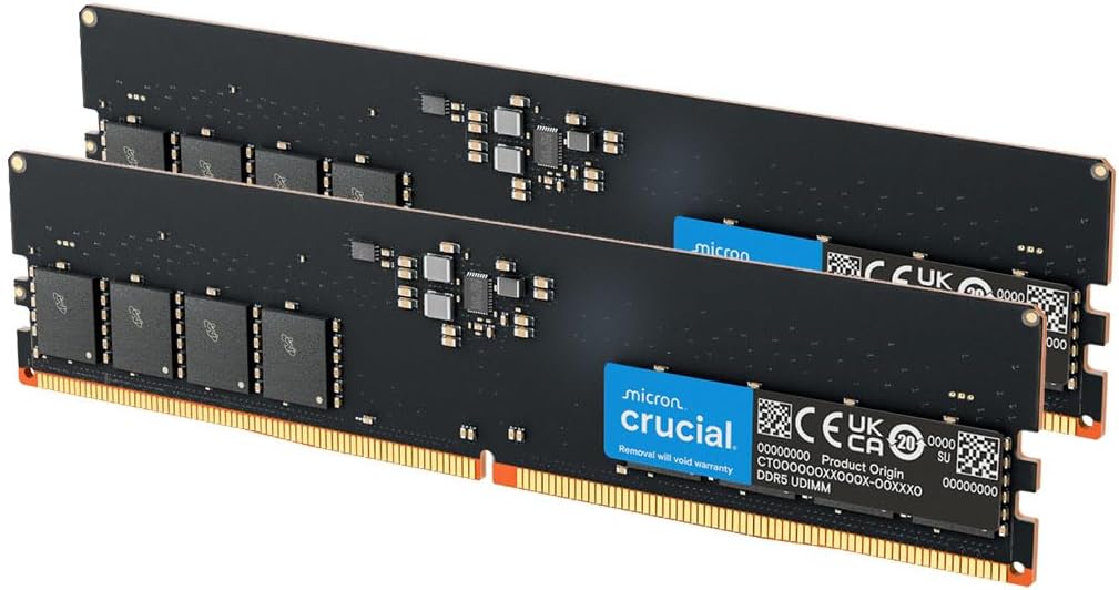 Crucial 32GB DDR5 UDIMM memory sticks