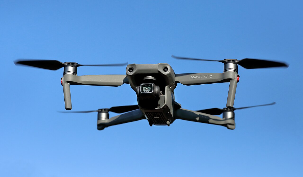 A DJI Mavic Air 2 drone in flight