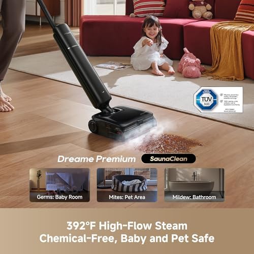 Dreame Aero Pro Steam vacuum deal - steam mopping a living room floor