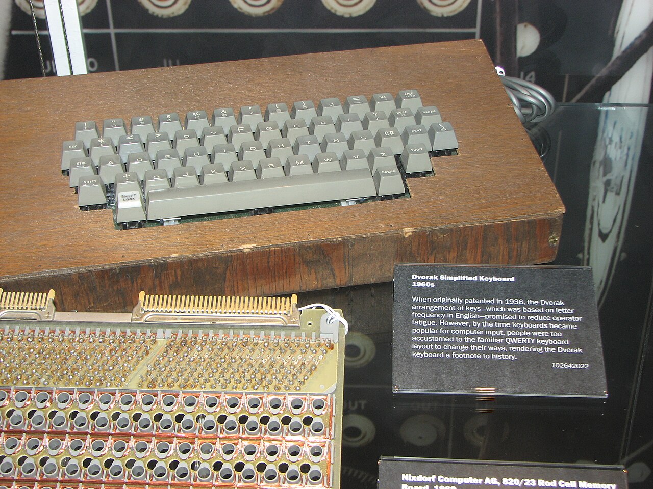 history of qwerty keyboard — Dvorak Simplified Keyboard museum display