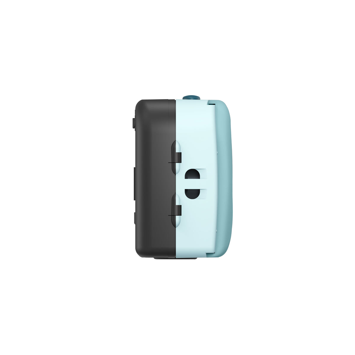 Kodak EC35 film camera in powder blue colorway, side view showing the slide-out lens cover