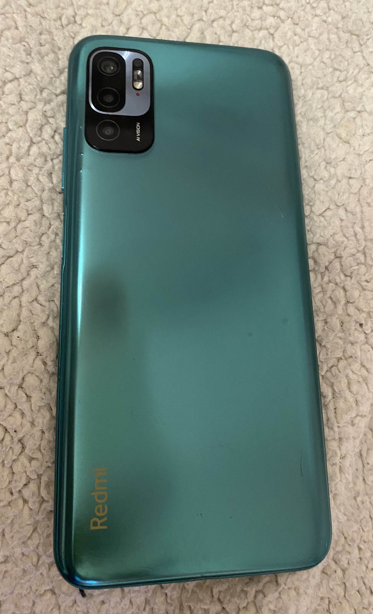 The rear camera array of a Redmi smartphone