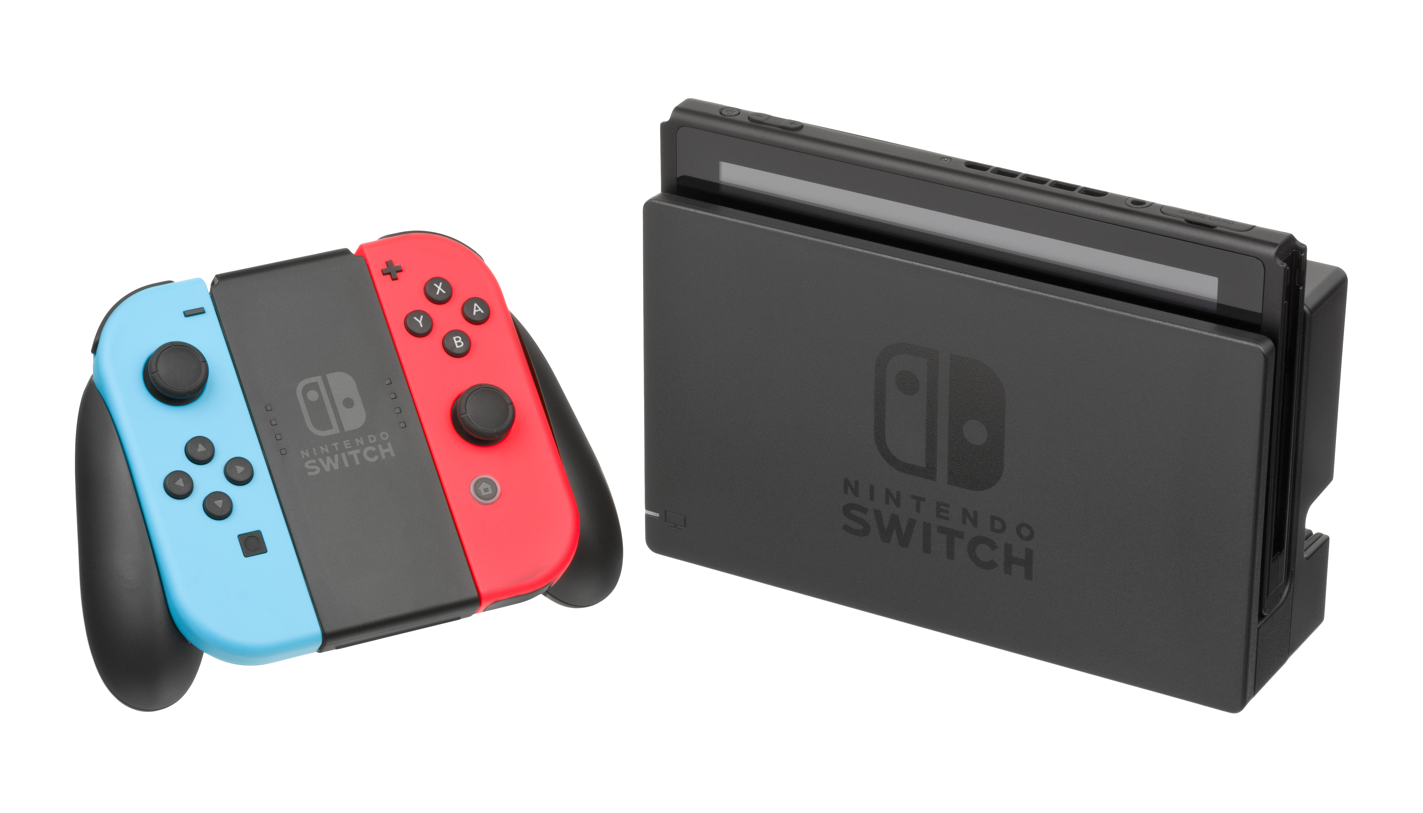 Nintendo Switch console docked on table