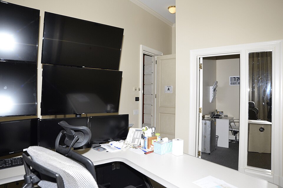 Modern office workspace with ergonomic chairs