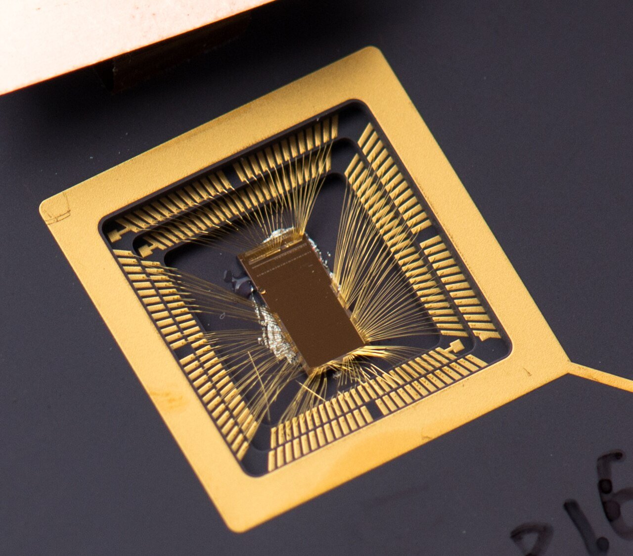 custom ai chips - bonded microprocessor die closeup
