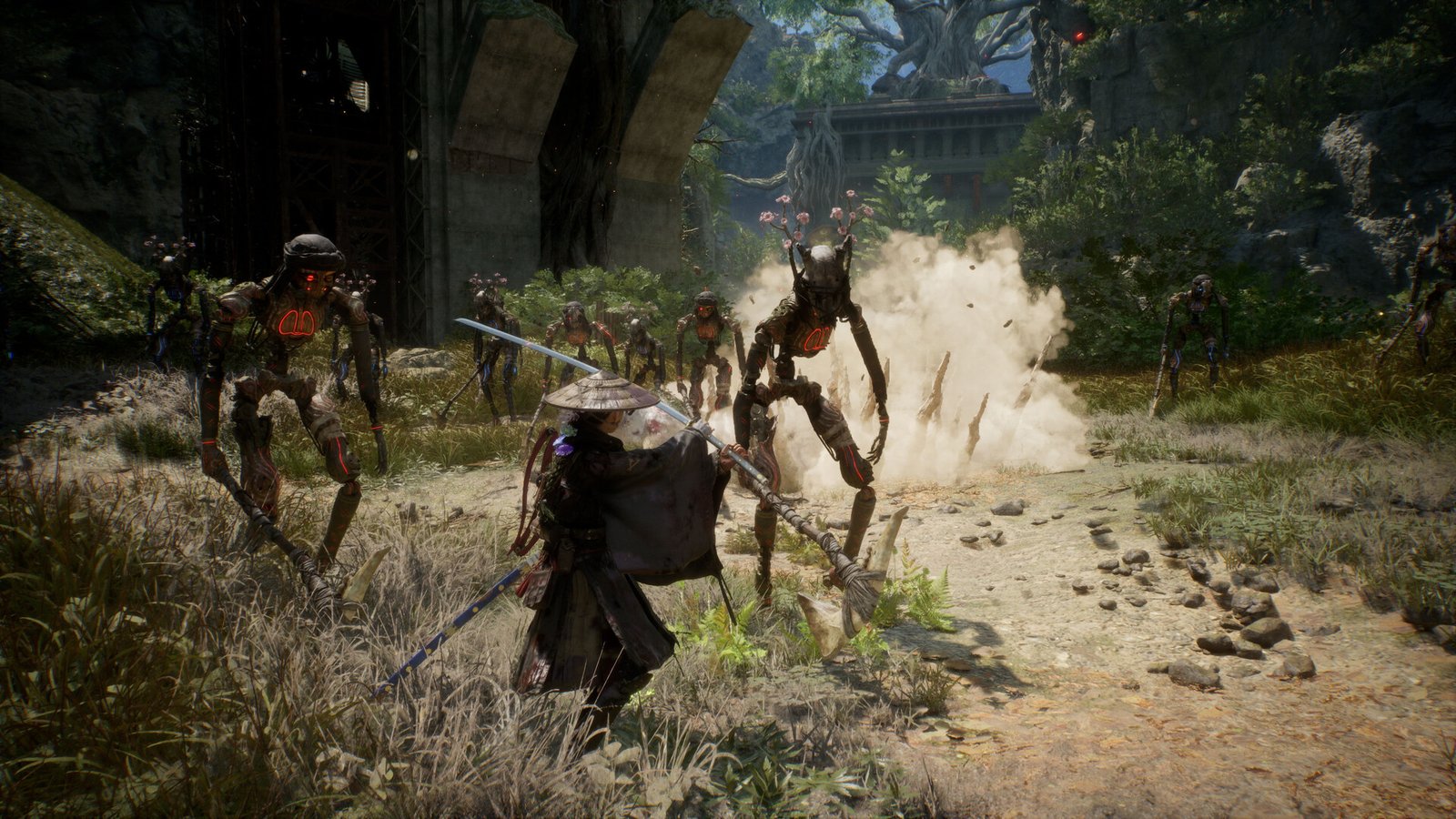 Beast of Reincarnation gameplay — Emma fighting Malefacts in a ruined shrine